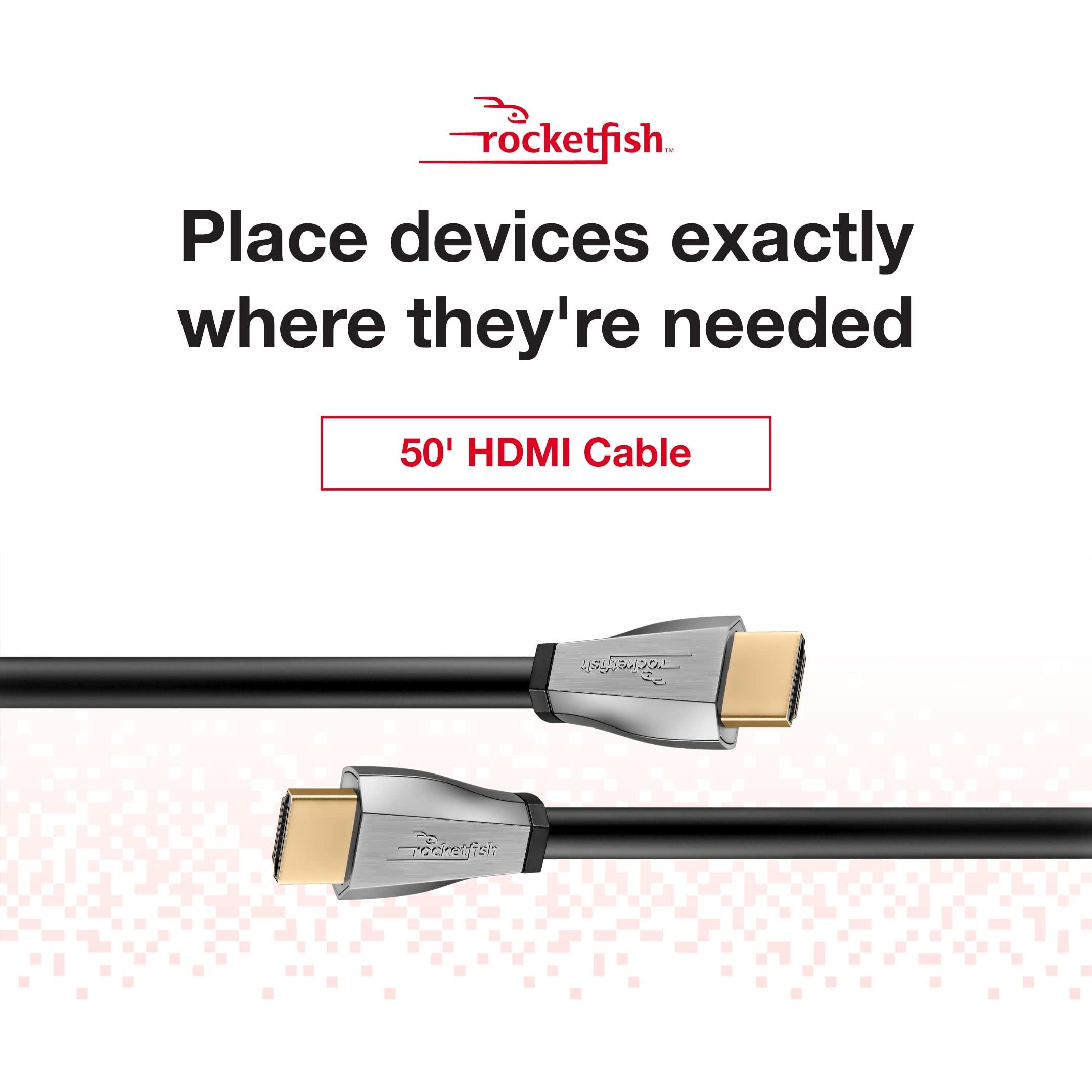 Rocketfish Rocketfish 4K UltraHD/HDR in-Wall Rated HDMI Cable - HDMI Cable Supports 4k Ultra HD & Dolby Atmos - Premium Cable for HDR & Quality Audio - Premium & Durable Black HDMI Cable - 50\'