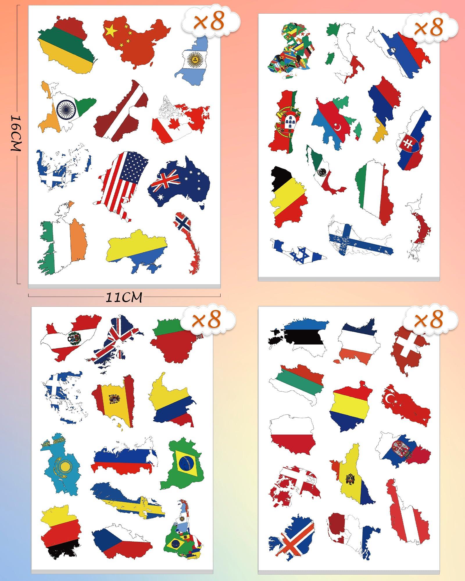 Spriggenix 32sheets Country Flag Stickers for Decor, 400+pcs World Flag Stickers for Scrapbooking Country Stickers for Water Bottles Waterproof World Stickers Travel Stickers for Luggages Suitcase Laptop Phones