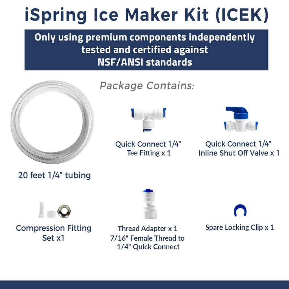 iSpring iSpring ICEK Ultra Safe Fridge Water Line Connection and Ice Maker Installation Kit for Reverse Osmosis RO Systems & Water Filters, 1/4\", 20 feet
