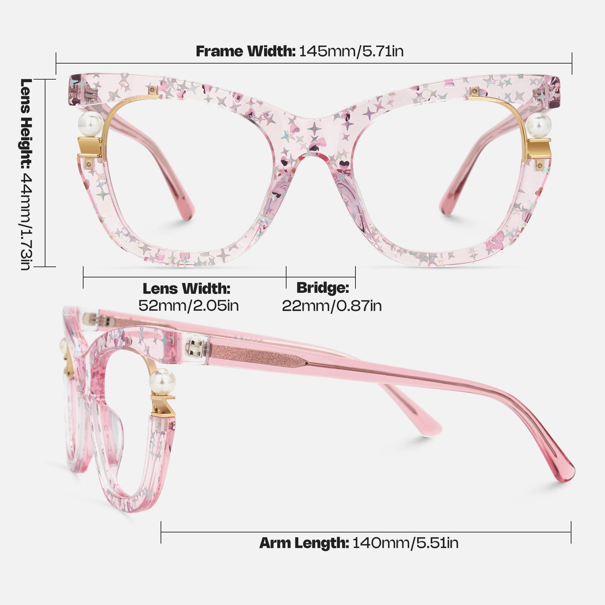 Zeelool Zeelool Stylish Pearl Cat Eye Blue Light Glasses for Women Anti Glare/UV400 Computer Glasses ZJGX957054-04 Pink