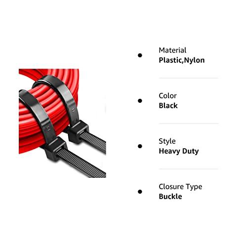 JIAHCN Long Zip Ties Heavy Duty 250lbs Cable Ties Extra Large Zip Ties 24 Inch Industrial Cable Tie Thick Strong Big Zip Tie Wraps Black Wire Ties Wide Plastic Zipties for Cable Management, Outdoor 30pcs