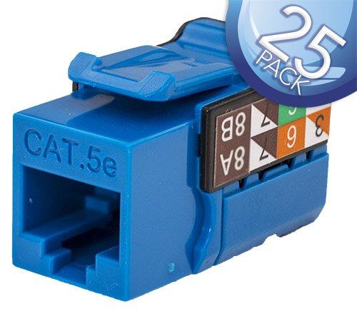 VC VERTICAL CABLE Vertical Cable Cat5E Keystone Jack 25 Pack Blue