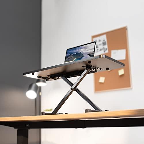 VIVO VIVO Black Small Single Top 28 inch Standing Desk Converter, Tabletop Sit to Stand Monitor Riser with Scissor Lift Height Adjustment, DESK-V011F