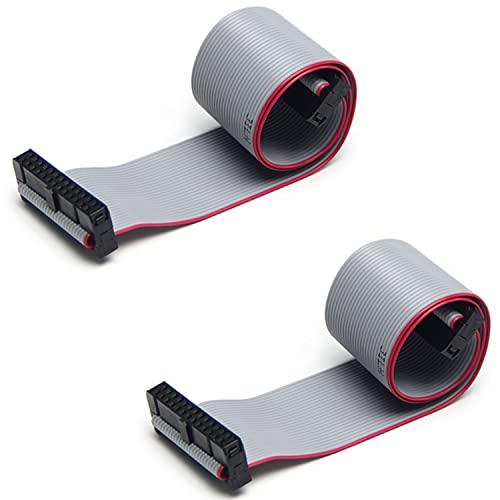Fielect Fielect 2pcs IDC 20 Pin Connector Gray Wire Flat Ribbon Cable Connector Length 30cm 2.54mm Pitch
