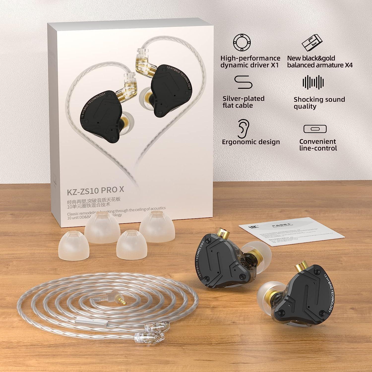 H HIFIHEAR KZ ZS10 PRO X in Ear Monitor 4BA+1DD IEM and KZ AZ09 Bluetooth 5.2 Module IEM Bluetooth Adapter