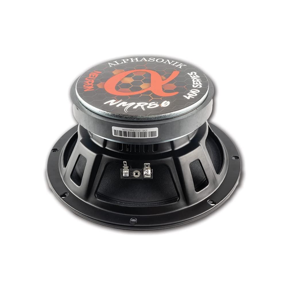 Alphasonik Alphasonik 1 Pair of NMR80 Neuron Series 8" 800 Watts Max 200 Watts RMS Mid-Range Car Audio Speaker 4-Ohm Cloth Surround, Non Pressed Paper Cone, Ferrite Magnet