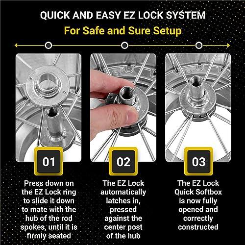 Glow Glow EZ Lock 24x36 Quick Strip Rectangular Bowens Mount Softbox Lighting Kit with External, Internal Diffusers, Deflector Disk and Eggcrate Grid, Folding Softbox for Photography Studio Lighting