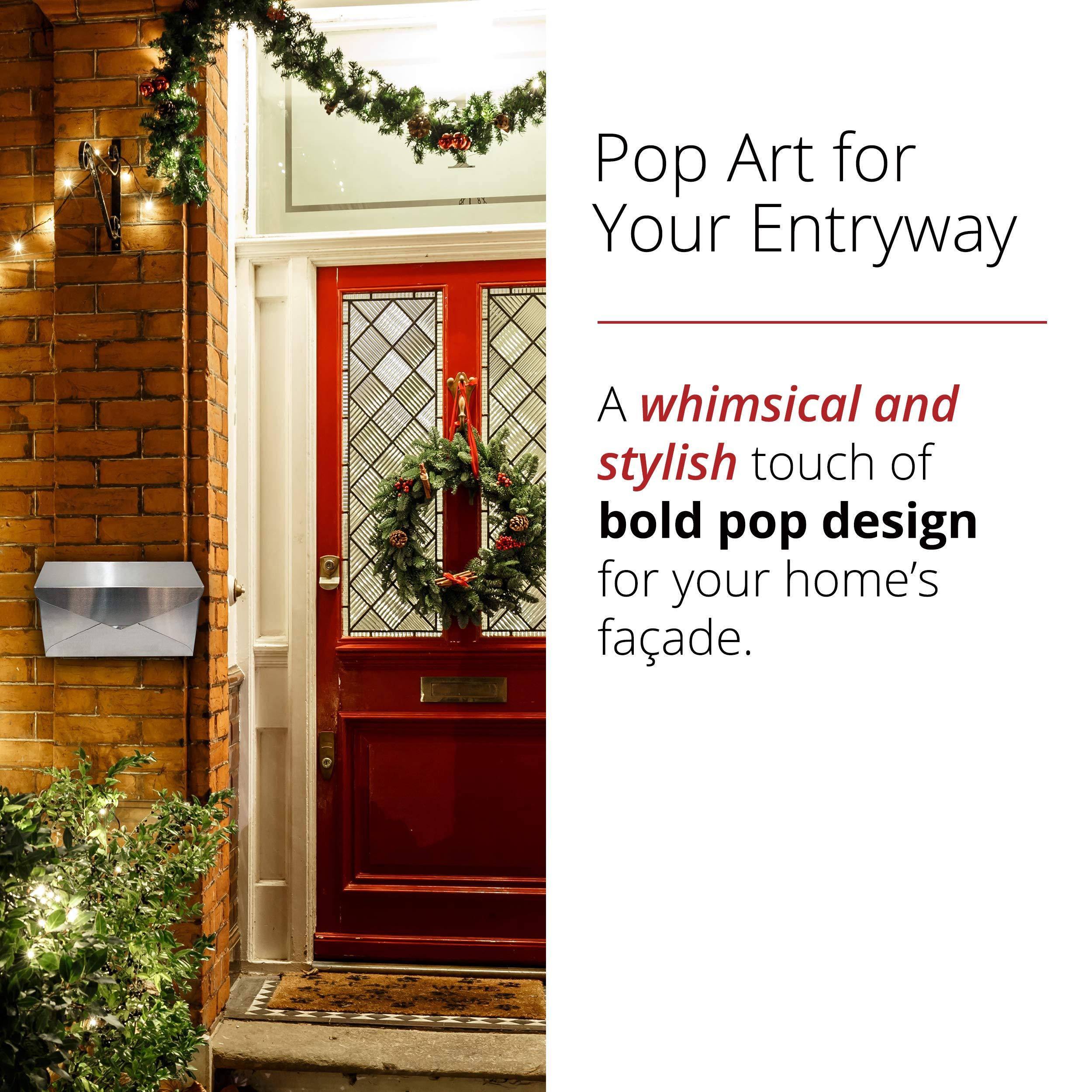 NACH NACH Mailboxes for Outside Wall Mount, 12.5 x 5 x 10 inch, Stainless Steel Mail Box Wall Mounted, Waterproof Mailbox for Door - The Modern Envelope Mailbox