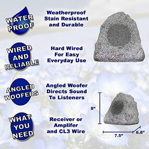 Theater Solutions Theater Solutions 4R4G New Wired Outdoor Garden Waterproof Granite Rock Patio Speakers (set of 4)