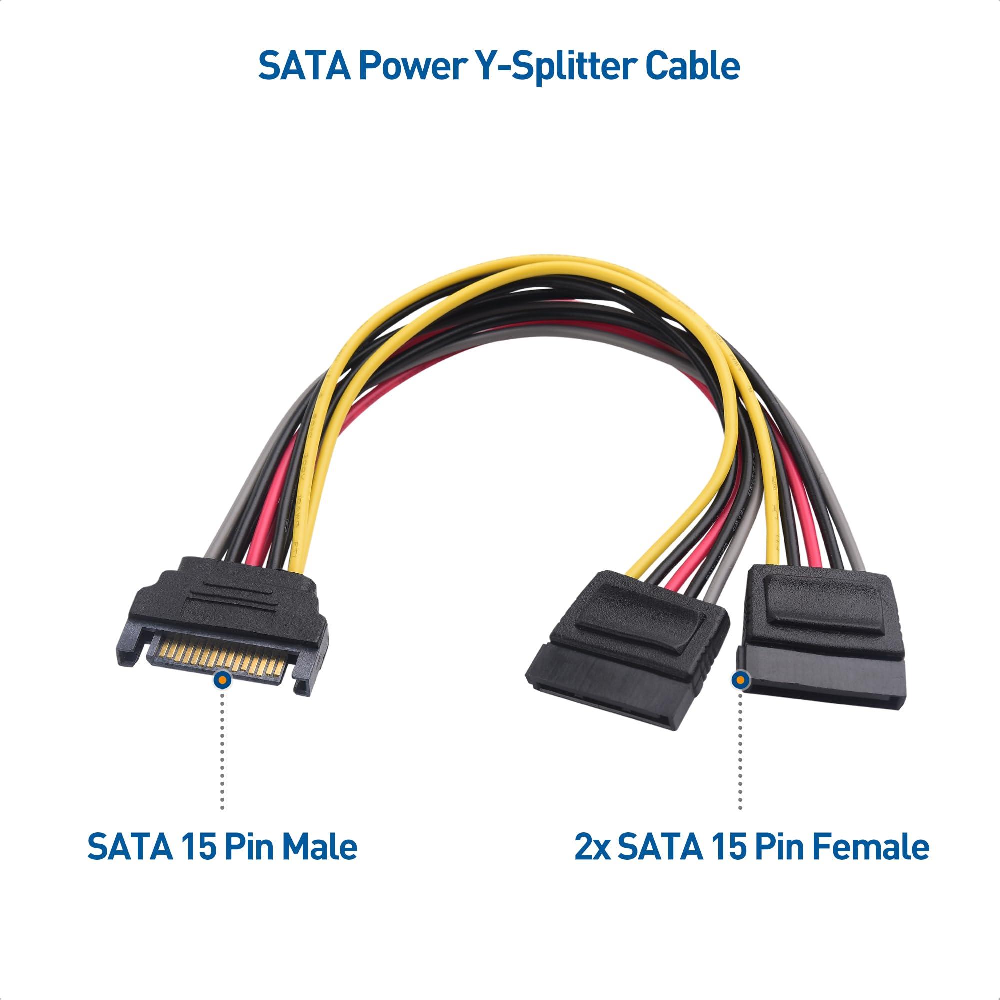 Cable Matters Cable Matters 3-Pack 15 Pin SATA Power Splitter Cable 8 Inches, SATA Power Y-Splitter Cable, SATA Splitter