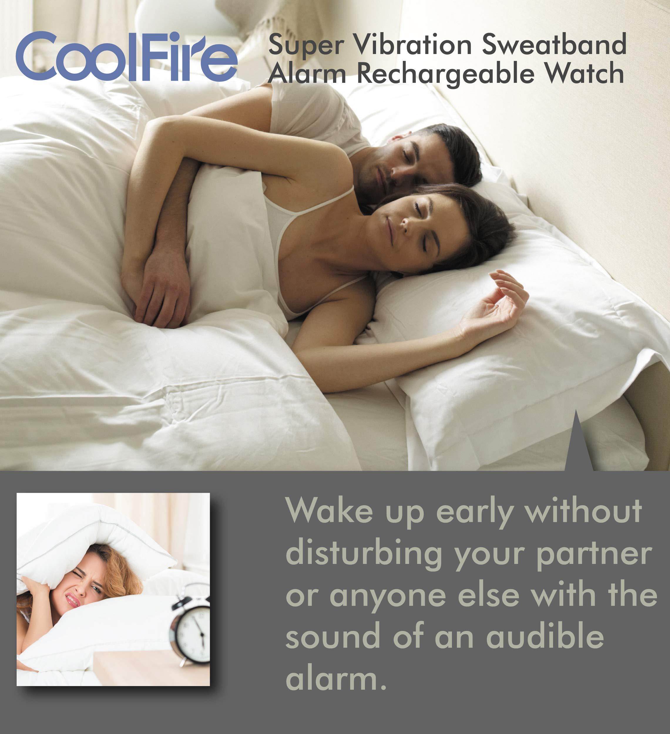 Coolfire Coolfire Vibrating Alarm Clock - Silent Alarm Wristband Vibrating Alarm Watch. Silent Wrist Shock Alarm Clock. Vibration Alarm Bracelet Alarm Clock Deep Sleeper & Vibrate Alarm (Purple)