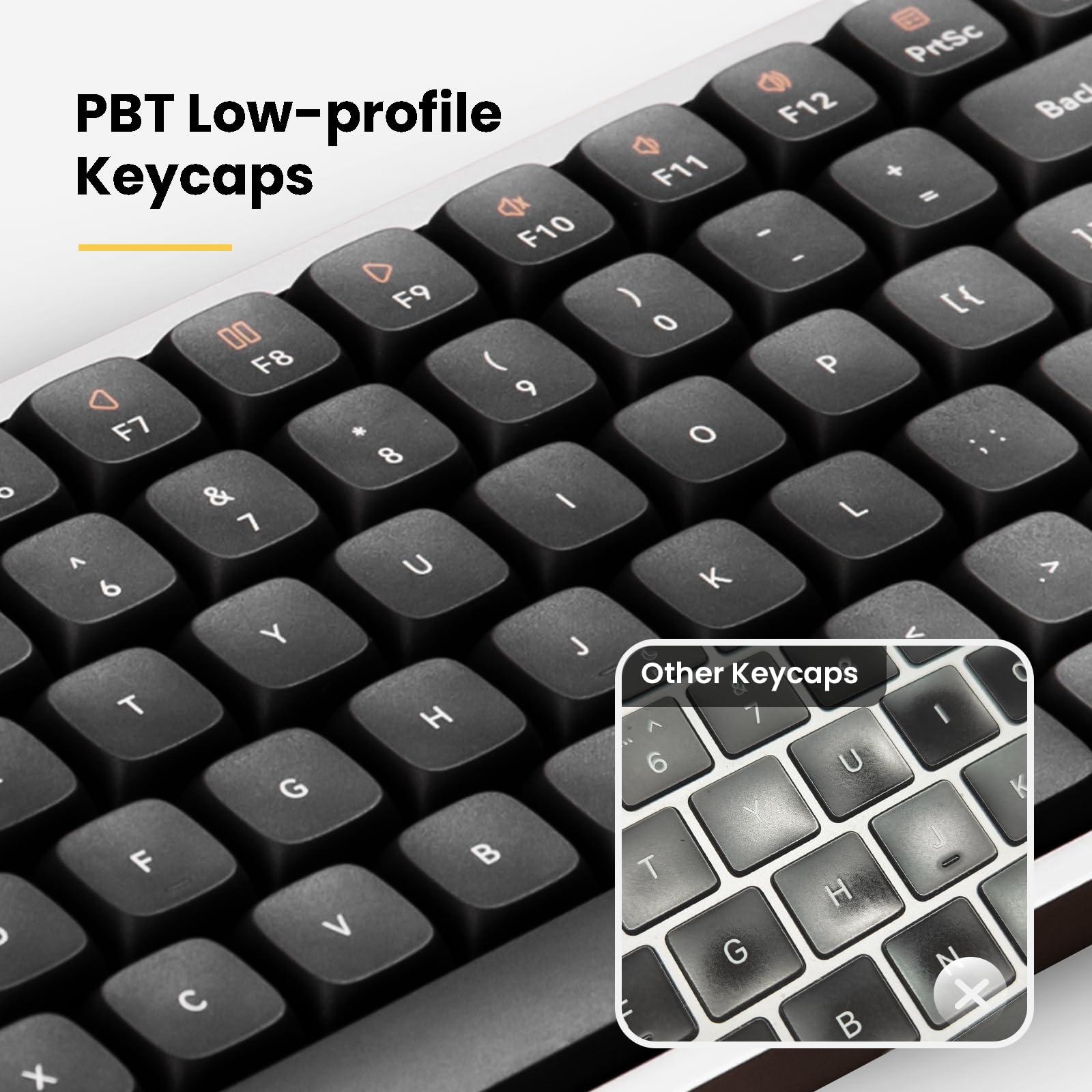 LOFREE LOFREE Flow Low Profile Mechanical Keyboard, 100 Keys Rechargeable Wireless Keyboards with Bluetooth and Wired Connection for Windows, Mac OS/White Ghost Linear Switches