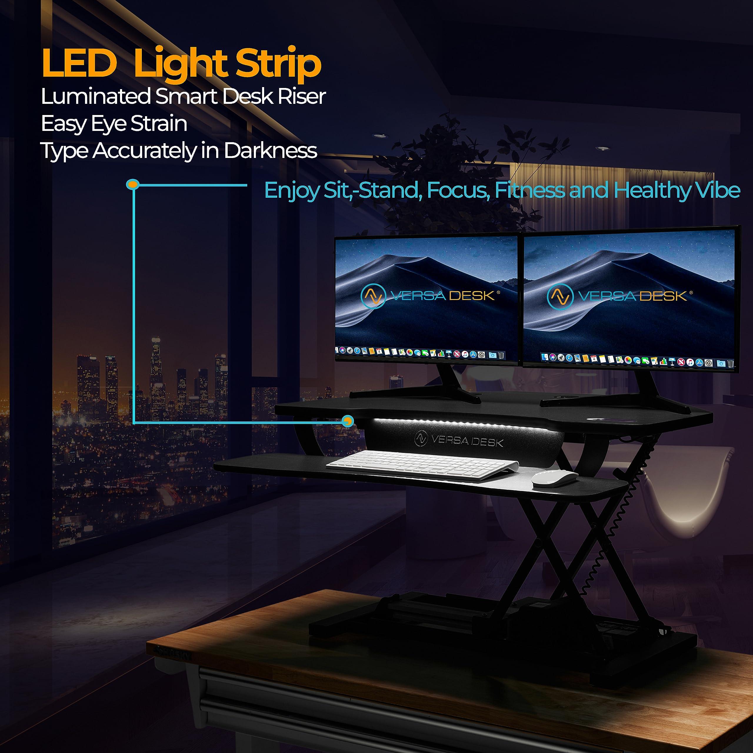 VERSADESK VERSADESK PowerPro Elite 36 x 31 Smart Corner Standing Desk Converter | Mobile App Adjustable Sit-Stand Desk Riser w/Keyboard Tray & USB & USBC Ports | for Home or Office - Black