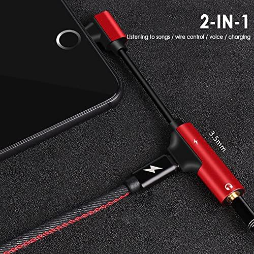 IURDSGIEOOOEWSU USB Hub USB Type C to 3.5mm Jack TypeC Audio Splitter Headphone Cable Earphone Aux 3.5 Adapter Charger Support Charging Song Call (Color : Black) (Red)