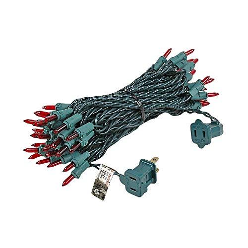 Novelty Lights Novelty Lights 50 Light Red Christmas Mini String Light Set, Green Wire, Indoor/Outdoor UL Listed, 25' Long