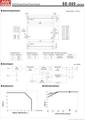 MEAN WELL Mean Well Original SE-600-15 Single Output Power Supply 15V 40A 600W
