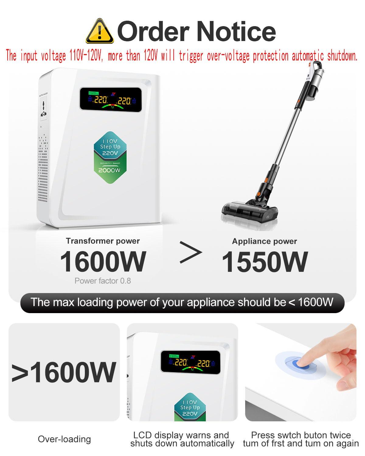 ZHENGXI Step Up Transformer 110v to 220v 2000w Voltage Converter, 120v to 240v, No Noise,Suit for Juicer, Chocolate Machine and Other Appliances using 220V Asia Euro Appliance in US