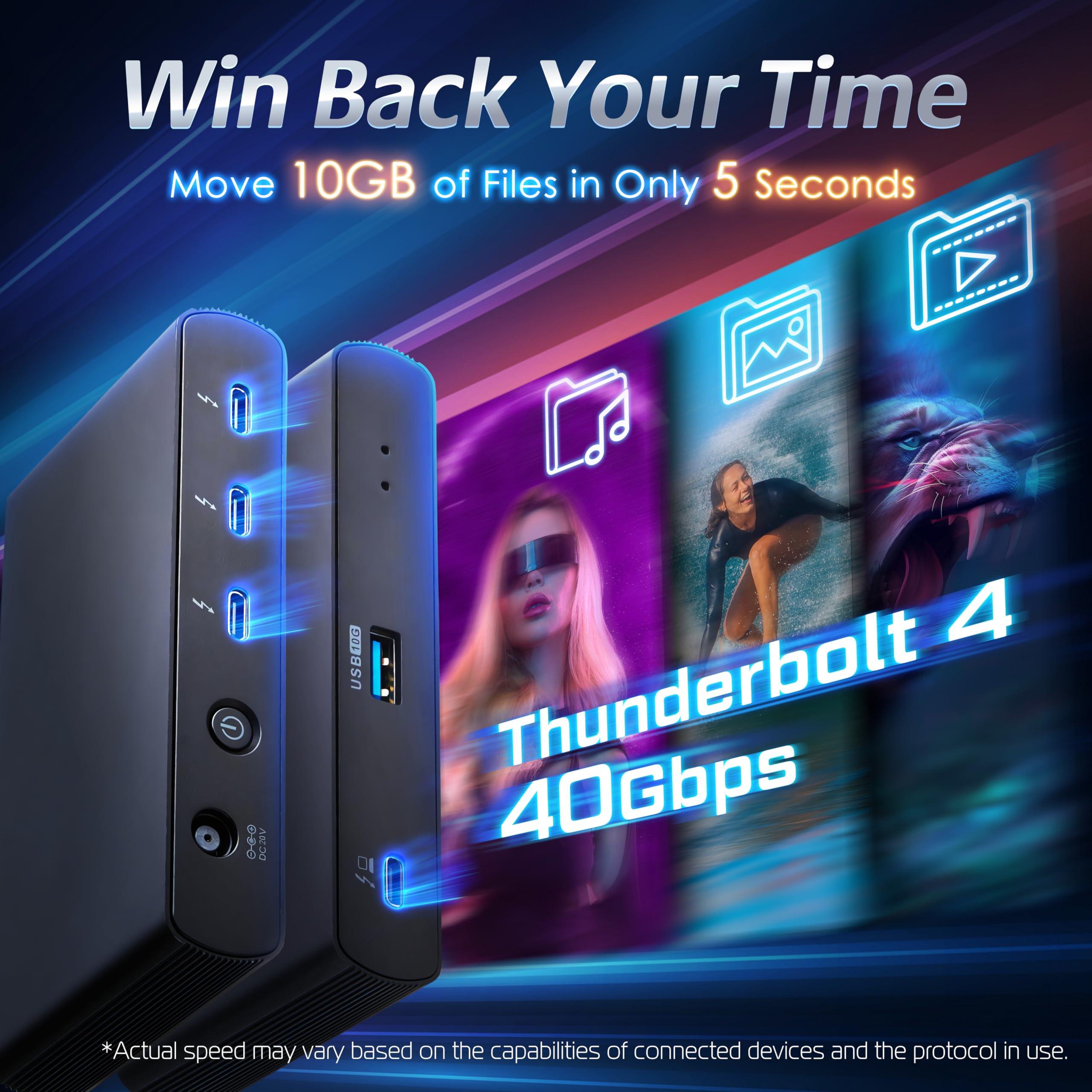 Amazon Basics Amazon Basics Thunderbolt4/USB4 Docking Station, 3X Downstream TBT4 (Dual Display), 1xUSB A 3.1, Black, 4.76 x 2.84 x 0.86 inches