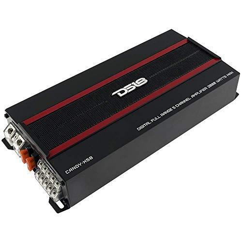 DS18 DS18 CANDY-X5B Amplifier in Black with 4GA Amplifier Installation Kit - Class D, 5 Channels, 2000 Watts Max, 1/2/4 Ohm, with Remote Subwoofer Level Controller - Compact Amplifier for Car Audio System