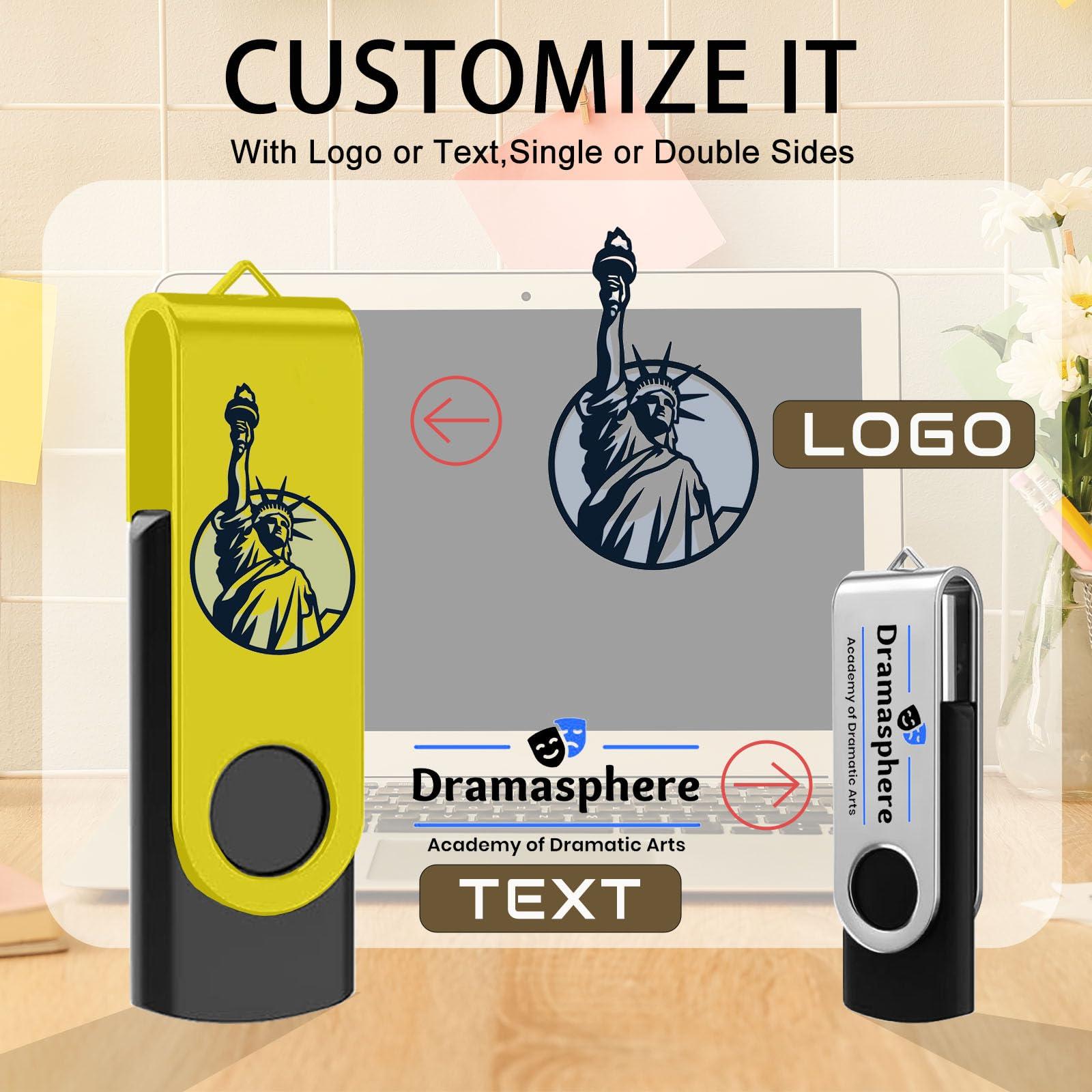 TATMOHIK Custom USB Flash Drive 512MB 50 Pack Promotional Product Customized USB Thumb Drive,Customizable USB Drive Personalized with Your Logo Bulk USB 2.0 Personalized USB Stick 50pcs Multiple Color Choice