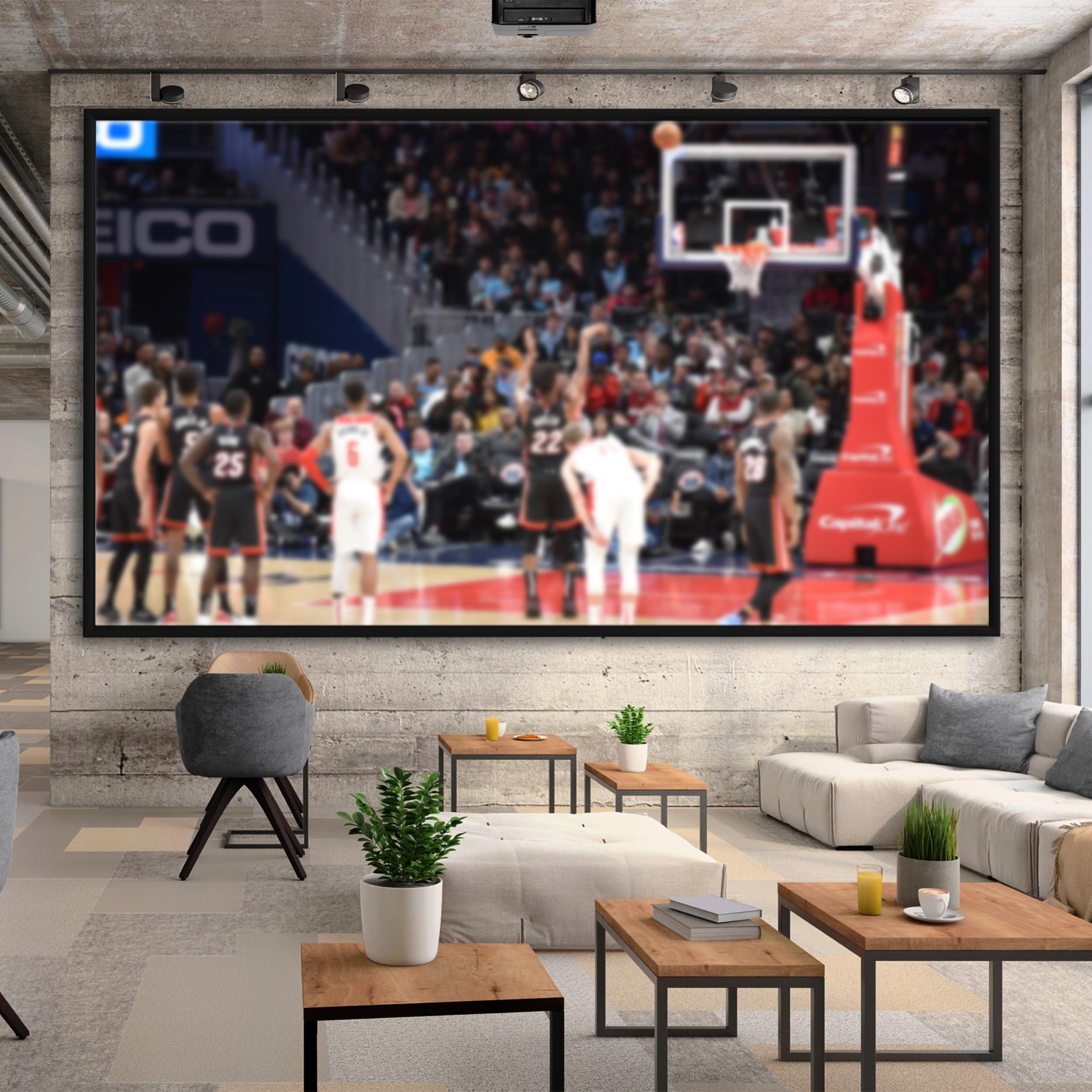 KHOMO GEAR KHOMO GEAR Fixed Frame Projector Screen - Matte 200 inch - Hang on Wall - 4K - 8K Ultra HD, HDTV, HDR & Active 3D, Ultra Short Throw - 16:9 Format