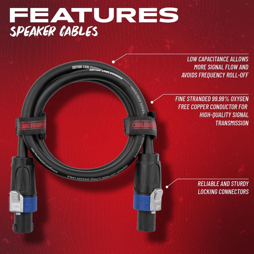 Gator Cableworks By Gator Cases Composer Series Deluxe 50 Foot Twist Lock Connector to Twist Lock Connector Speaker Cable; (GCWC-SPK-50-2TL)