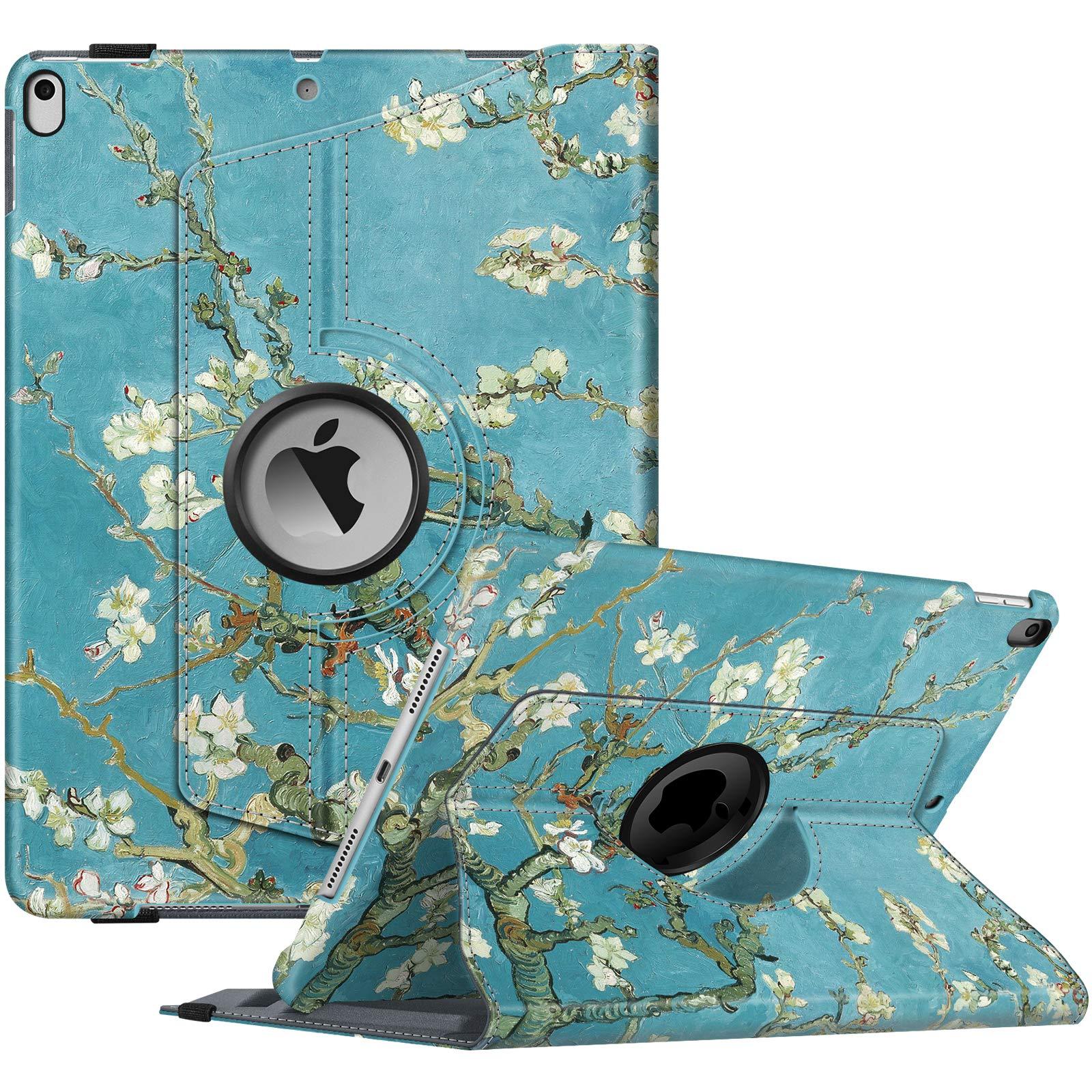 Fintie Fintie Rotating Case for iPad Air (3rd Gen) 10.5\" 2019 / iPad Pro 10.5\" 2017 with Built-in Pencil Holder - 360 Degree Rotating Stand Protective Cover, Auto Sleep/Wake (Blossom)