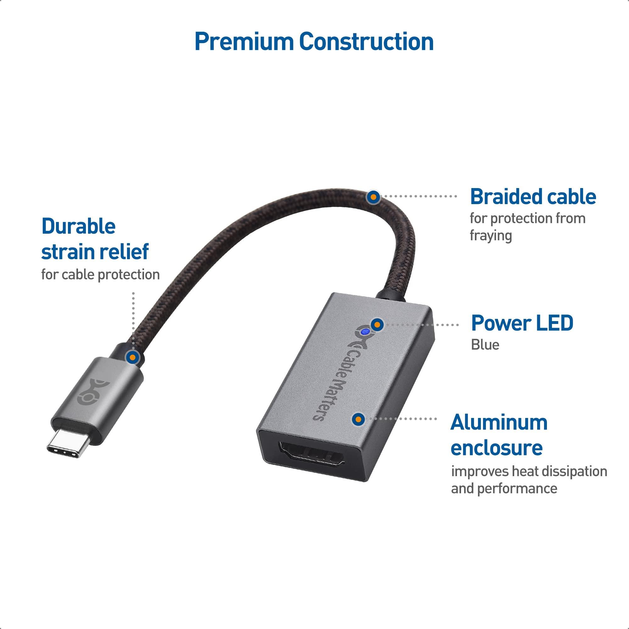 Cable Matters Cable Matters #1 48Gbps USB C to HDMI 2.1 Adapter #2 Premium Braided 48Gbps Ultra HD 8K HDMI Cable 6.6 ft / 2m