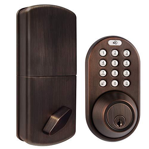 MiLocks MiLocks XF-02OB Digital Deadbolt Door Lock with Keyless Entry via Remote Control and Keypad Code for Exterior Doors