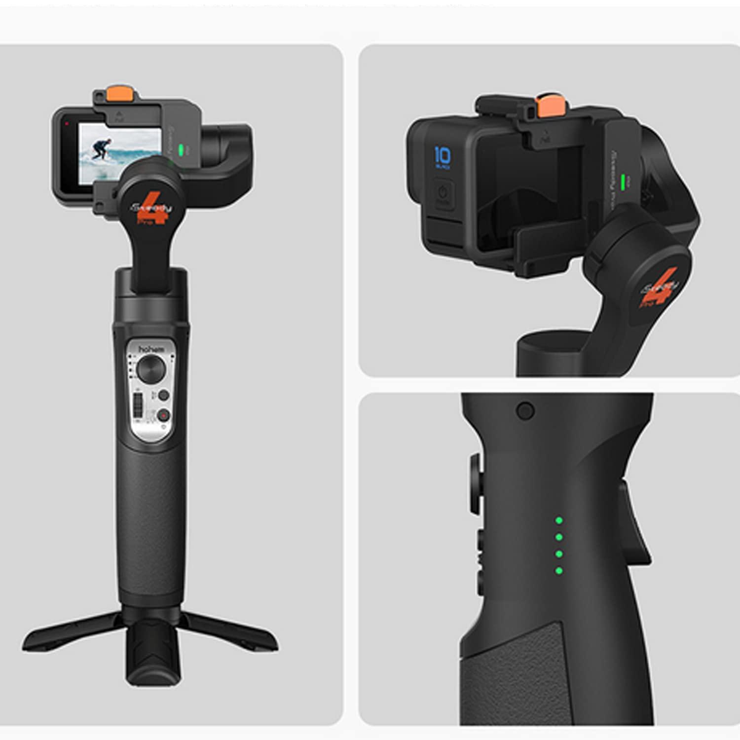 hohem hohem iSteady Pro 4 3-Axis Gimbal Stabilizer for GoPro 13/12/11/10/9 8/7/6/5, for Osmo Action and Other Action Cameras,Support Bluetooth & Cable Control, IPX4 Splash Proof with Tripod