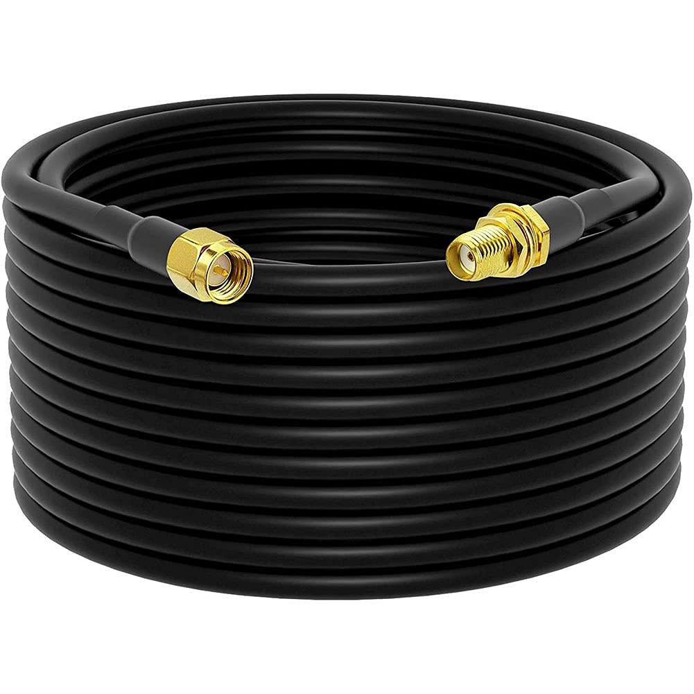 onelinkmore Low-Loss Coaxial Extension Cable 15-Meter(49.2 Ft) RG58 SMA Female to SMA Male WiFi Extension RF Connector and Two-Way Radio Applications Pure Copper Coax Cables 50 ohm RF Antenna Lead Extender