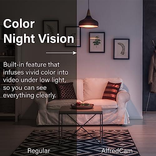 AlfredCamera AlfredCamera Indoor 1080P FHD WiFi Security Bullet Camera - AlfredCam, Plug-in Baby/Pet Monitor-Night Vision, Wide-Angle View, Continuous Recording, Stick-On Mount, Works with 2.4G WiFi