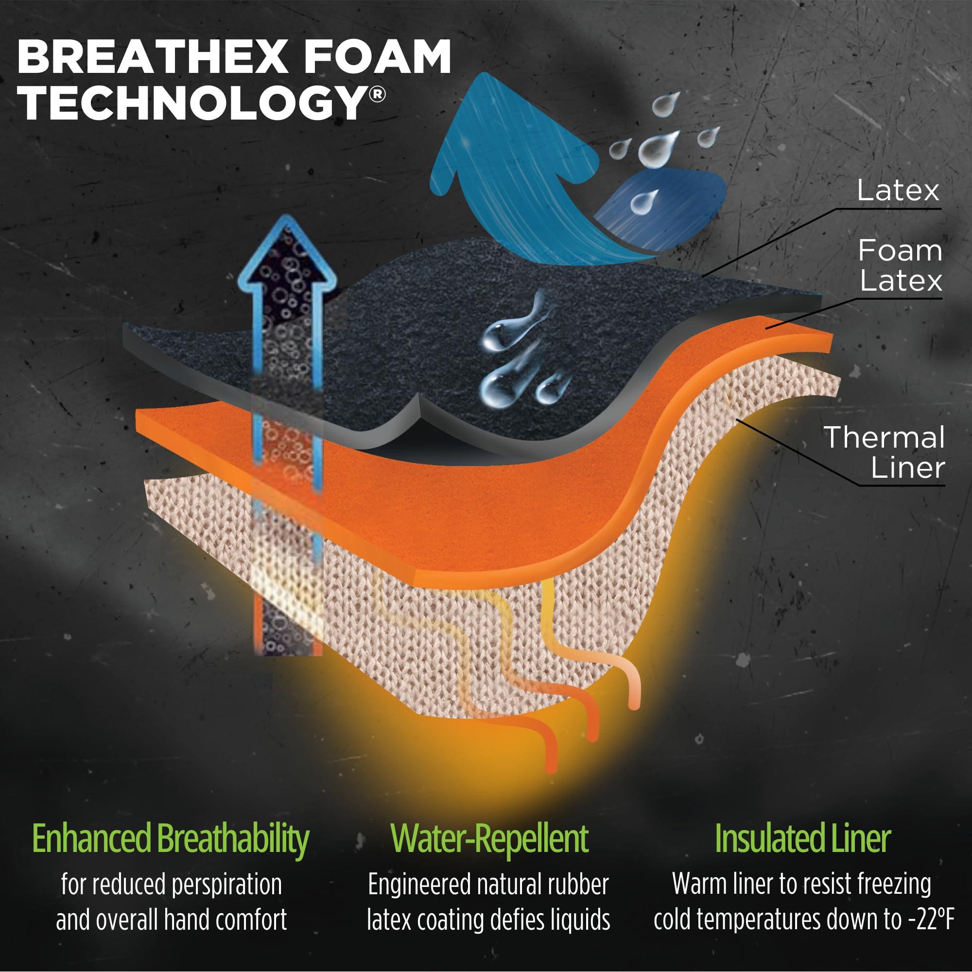 SHOWA SHOWA 406 Latex Rubber Insulated Winter Work Glove with Acrylic/Nylon Liner, Large (Pack of 12 Pair)