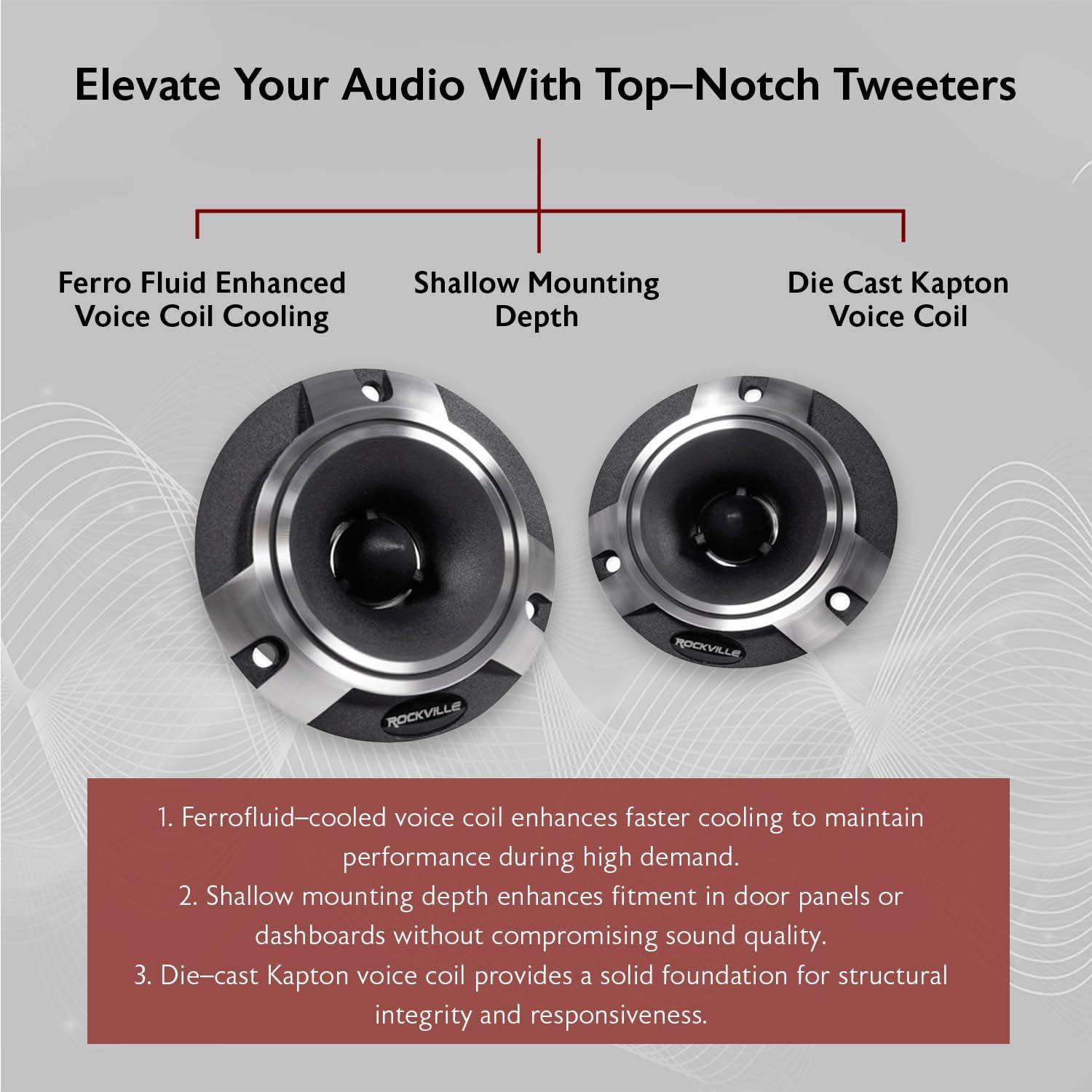 Rockville Rockville X6.5C 6.5" Competition Car Audio Speakers, 1000W, CEA, Titanium Tweeters, Audiophile Crossovers, Aluminum Bullet, Perfect for Car Audio