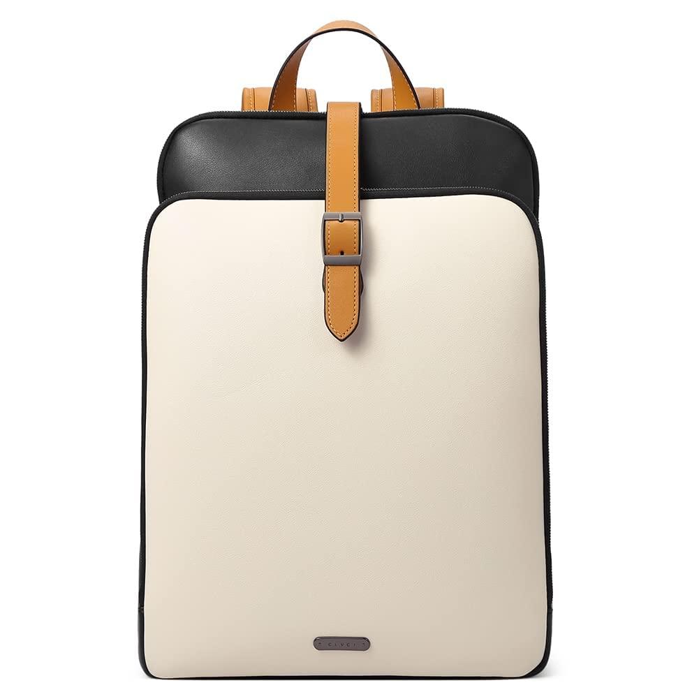 CLUCI CLUCI Leather Backpack for Women, 15.6 inch Laptop Bag, Large Genuine Work Backpack Travel Back