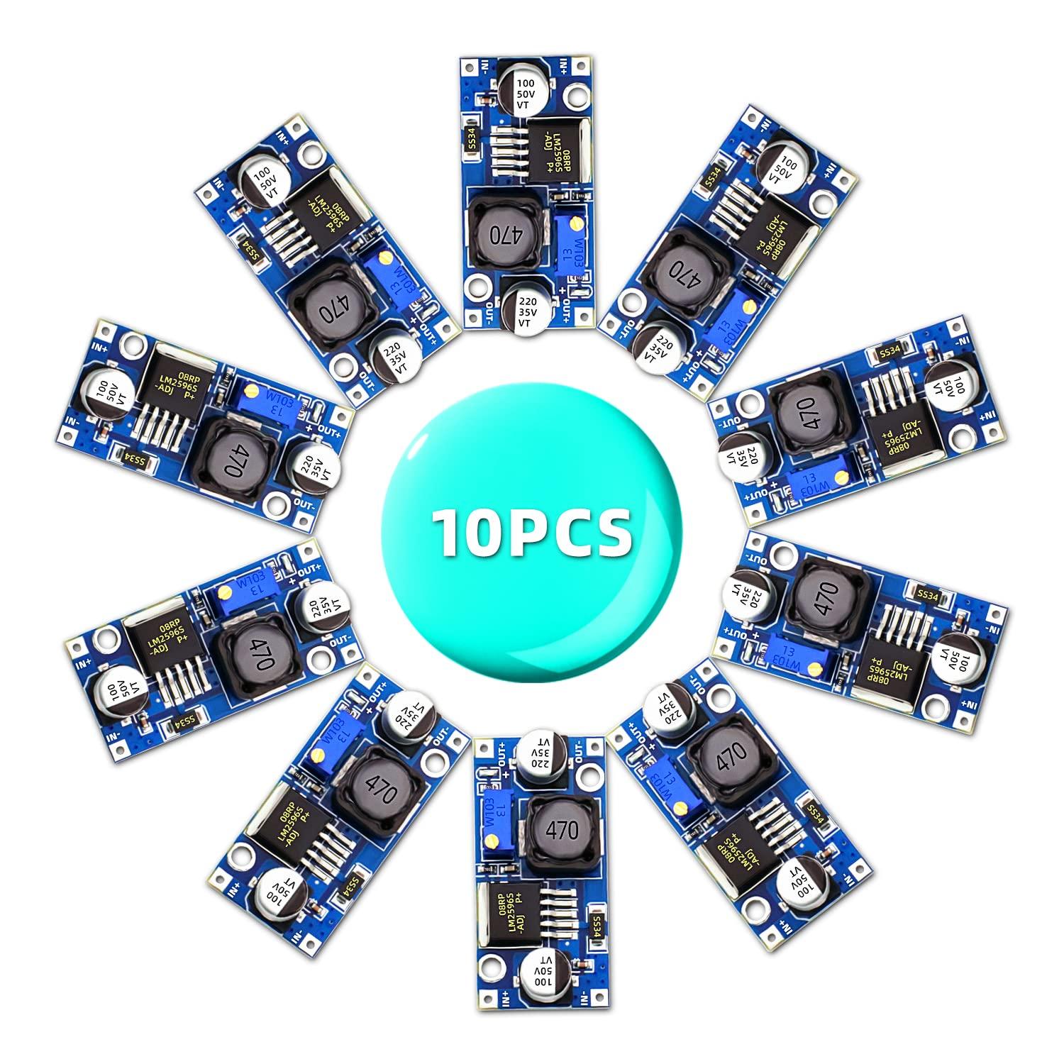 DaFuRui Dafurui 10 Pack LM2596 DC-DC Adjustable Buck Converter 3.0-40V to 1.5-35V Power Supply Step Down Voltage Regulator Module
