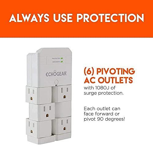 ECHOGEAR ECHOGEAR Low Profile Tilting TV Wall Mount & On-Wall Surge Protector with 6 Pivoting Outlets - for TVs 32-70" - 1080 Joules of Surge Protection