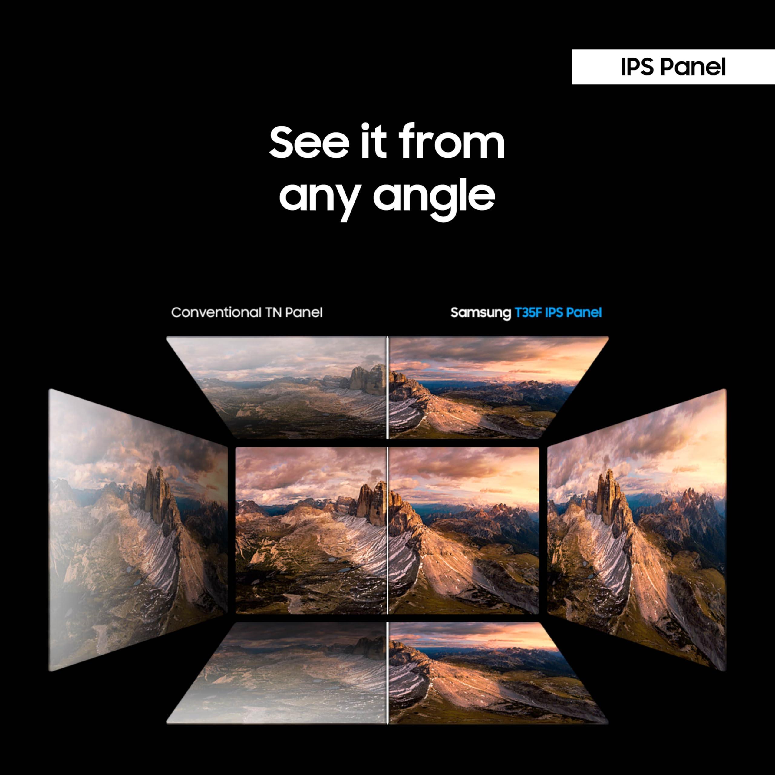 SAMSUNG Samsung 27\' T35F Series FHD 1080p Computer Monitor, 75Hz, IPS Panel, HDMI, VGA (D-Sub), AMD FreeSync, Wall Mountable, Game Mode, 3-Sided Border-Less, Eye Care, LF27T350FHNXZA