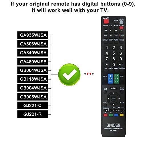 Lucky Star LuckyStar SH-13+L Universal Remote Control for Almost All Sharp Brand LCD LED HD TV, Smart TV, GB004WJSA GB005WJSA GA890WJSA GB118WJSA GJ221-C GJ221 (SH-13+L)