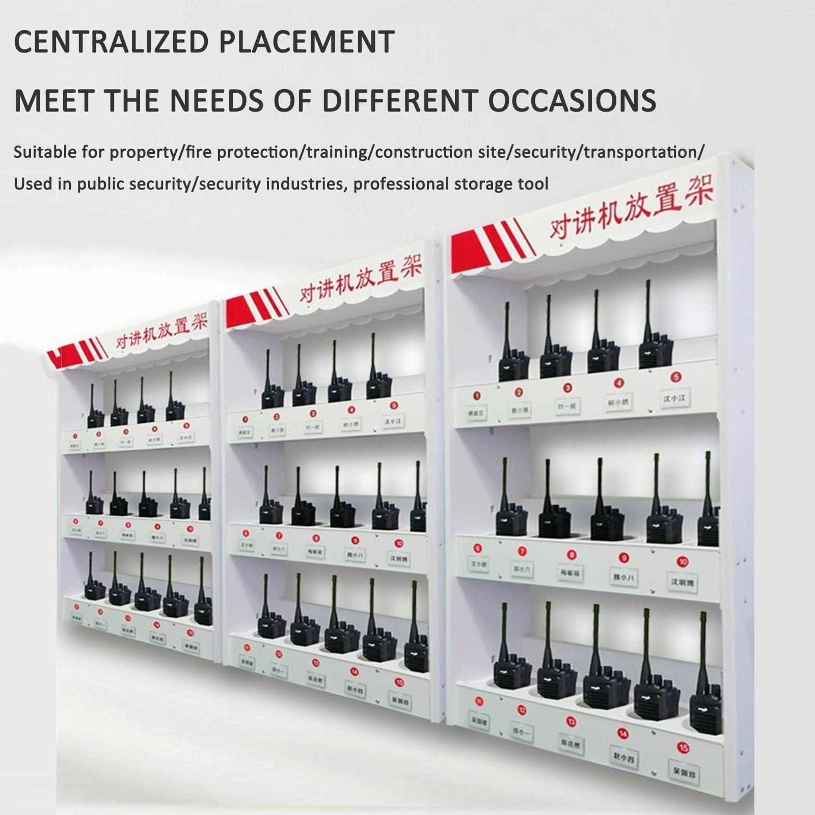 FUDUOSHUNYI FUDUOSHUNYI Universal Walkie Talkie Holder Radio Case, Wall Mounted Radio Microphone Organizer Hanger, Handheld Radio Holder Multi Grids Tool Storage Cabinet