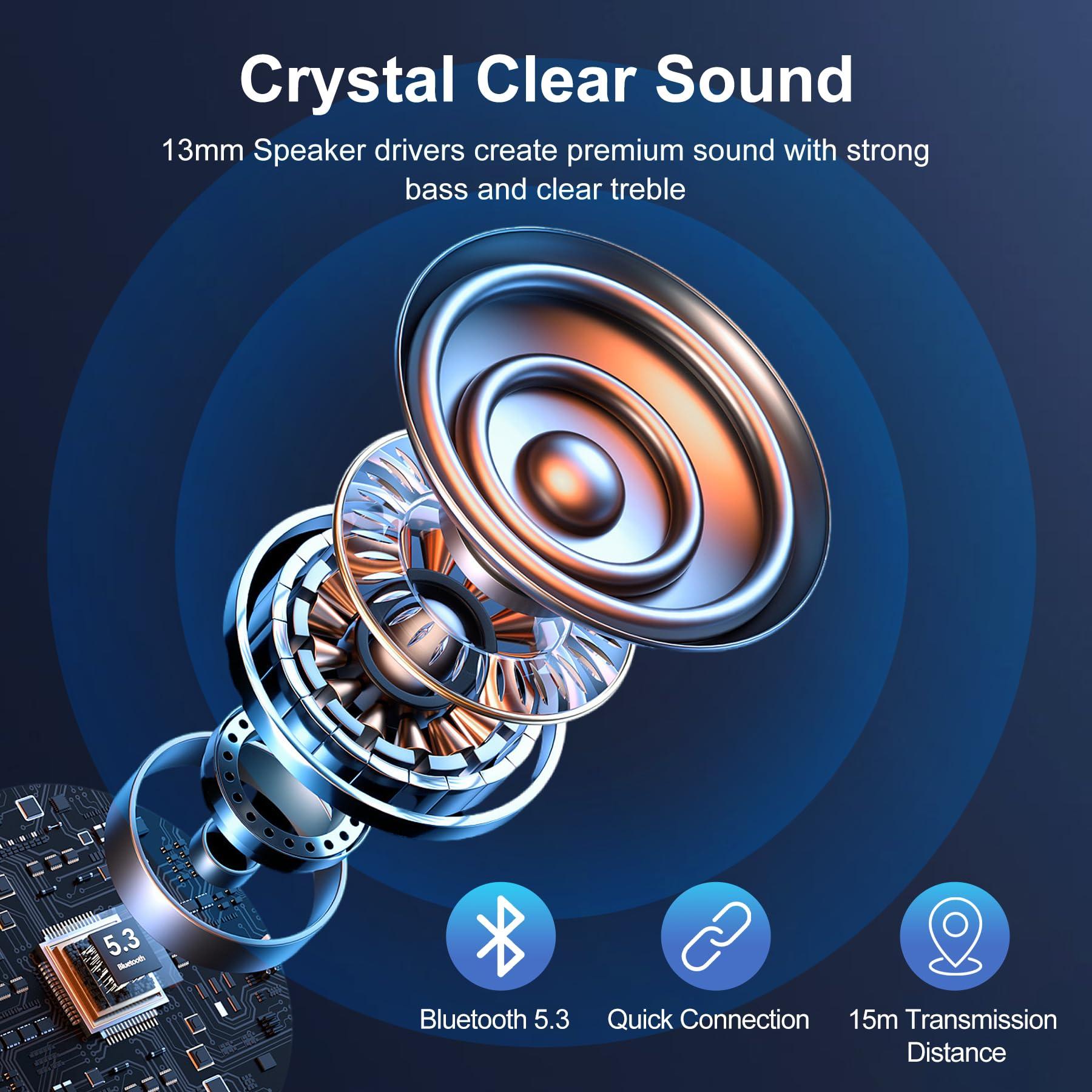 Blackview Blackview Wireless Noise Canceling Earbuds in Ear Headphones Wireless Bluetooth 5.3, Ear Buds Built-in Mic Sports Earbuds IPX7 Waterproof,56H Playtime LED Power Display for Android/iOS Phone