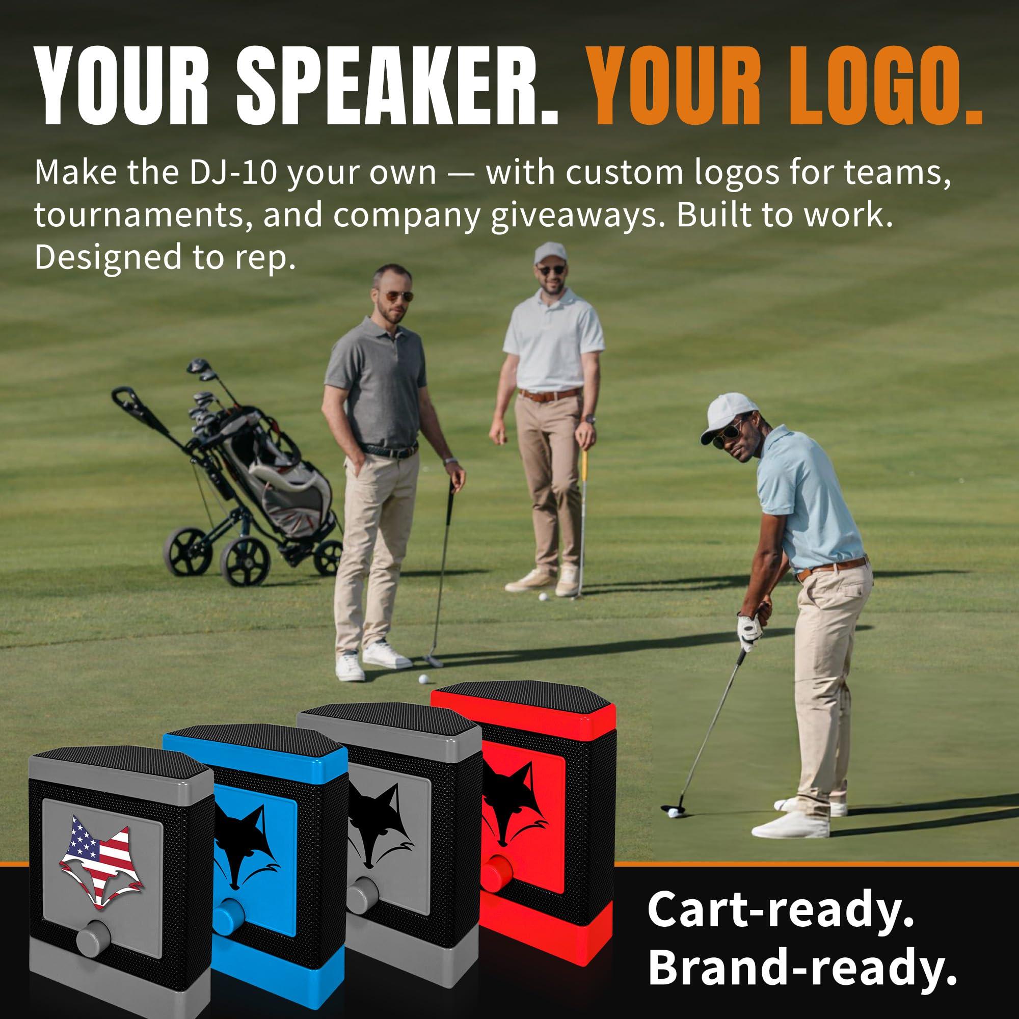 DESERT FOX GOLF Desert Fox DJ-10 Wireless Golf Speaker - Bluetooth Speaker Built Specifically for Golf - Magnetic Attachment to Golf Cart (Blue)