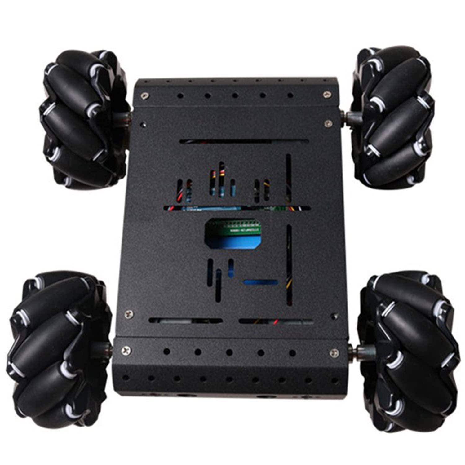 SmaringWing SmaringWing Premium 4WD Mecanum Wheel Robotic Chassis Kit for Arduino/Raspberry pi/Micobit, C400 96mm Omnidirectional Wheel DIY Smart RC Metal Car Chassis Platform with DC Speed Encoder Motor