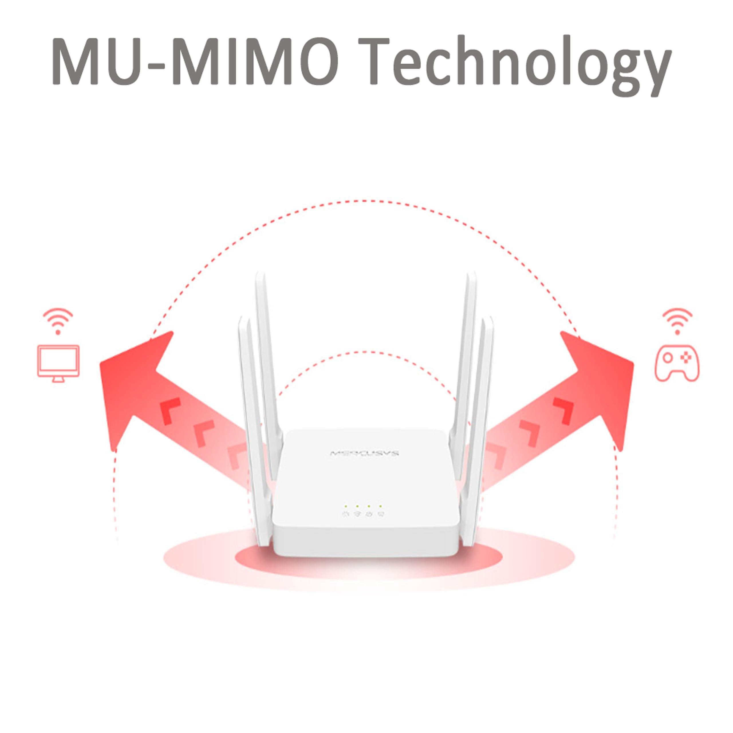 MERCUSYS Mercusys AC10, AC1200 Mbps MU-MIMO, Beamforming, All-in-one ( Router, Access Point, Range Extender) Modes, Easy to Setup with Mobile App, Dual-Band Wi-Fi 5 Router