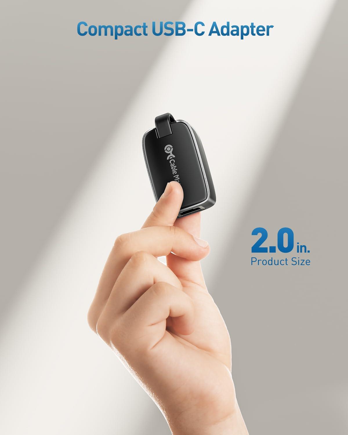 Cable Matters Cable Matters USB to Ethernet Adapter Supporting 10/100 Mbps Ethernet Network in Black & Portable USB C to Ethernet Adapter Gigabit, Foldable Ethernet to USB C