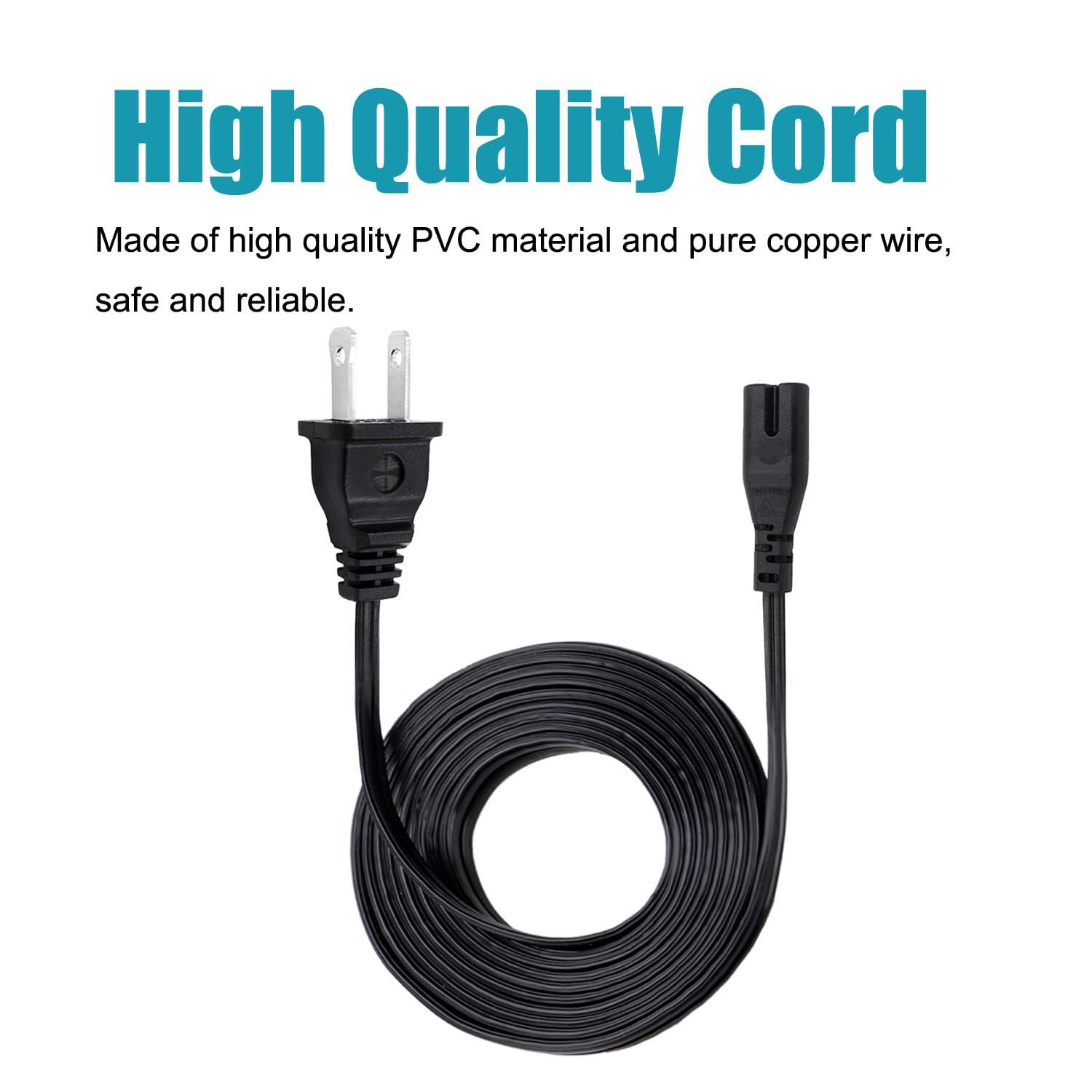 Saireed Power Cable 8ft Power Cord for Samsung 24" 32" 40" 43" 48" 49" 50" 55" 60" 65" 75" inch LCD HD Smart 4K Curved TV HDTV Replacement AC Cable Power Cord