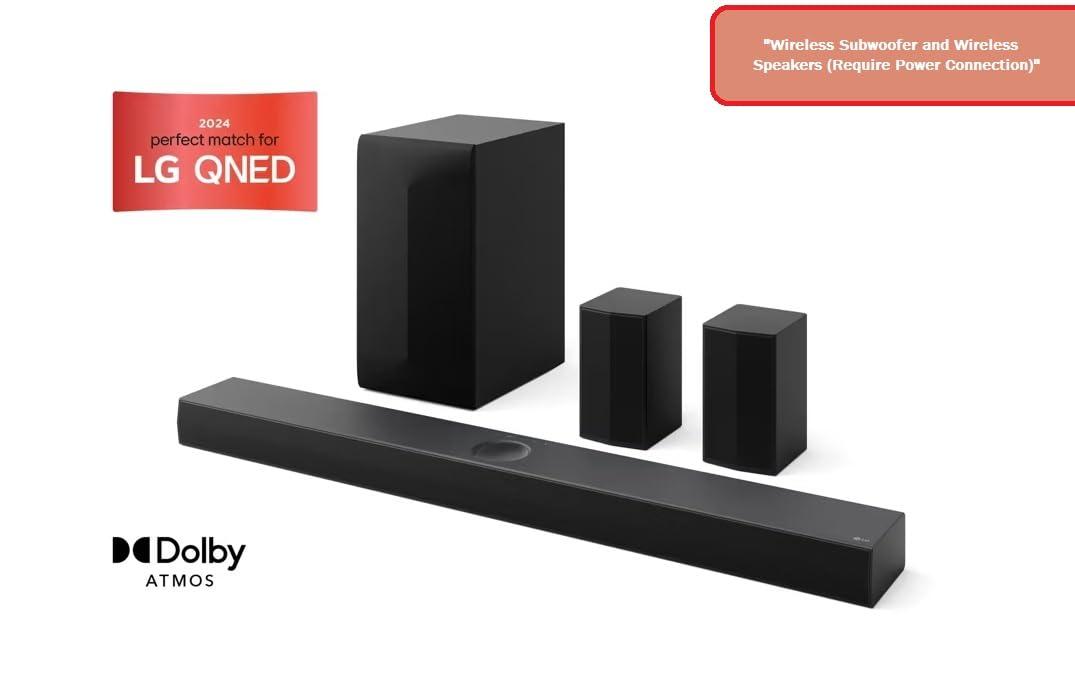LG LG S70TR Soundbar with Dolby Atmos ans Rear Surround Speakers 5.1.1 Channel, Perfectly Matches The QNED TV, Sound 3D, Auto Power, Wireless Dolby Atmos, True Wireless connectivity, Wow Orchestra