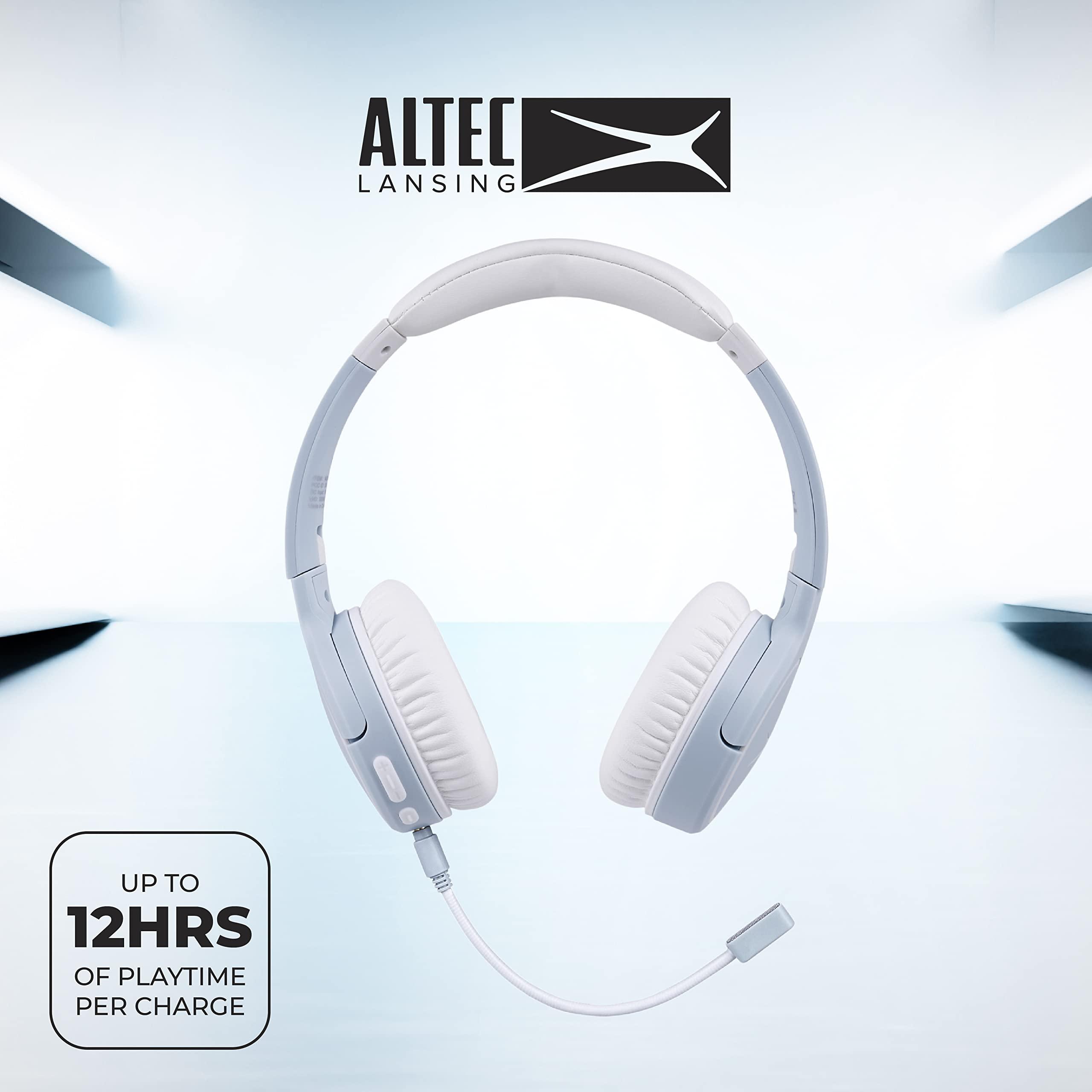 Altec Lansing Altec Lansing Nanophones ANC Bluetooth Wireless Active Noise Cancelling Headphones On Ear Headphones 12 Hour Battery Life, Foldable Earcups, Removeable Mic for Working and Learning from Home (ICY)