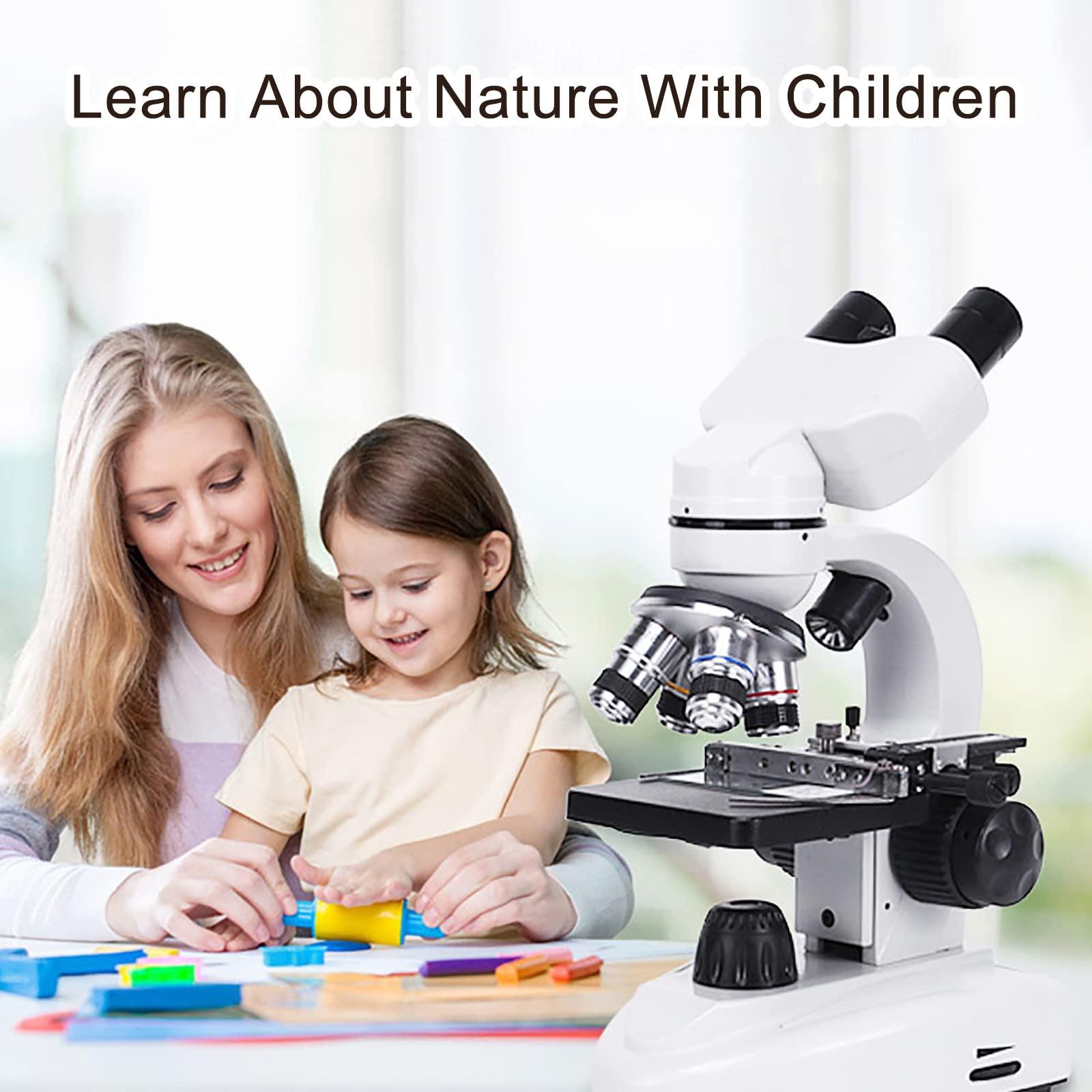 UNICOKA 6000x-15000x Biological Hd Microscope, Digital Led Lab Compound Microscope, with Wide-Field 10x + 50x Eyepieces + 30 Specimens + Display Screen,10000X