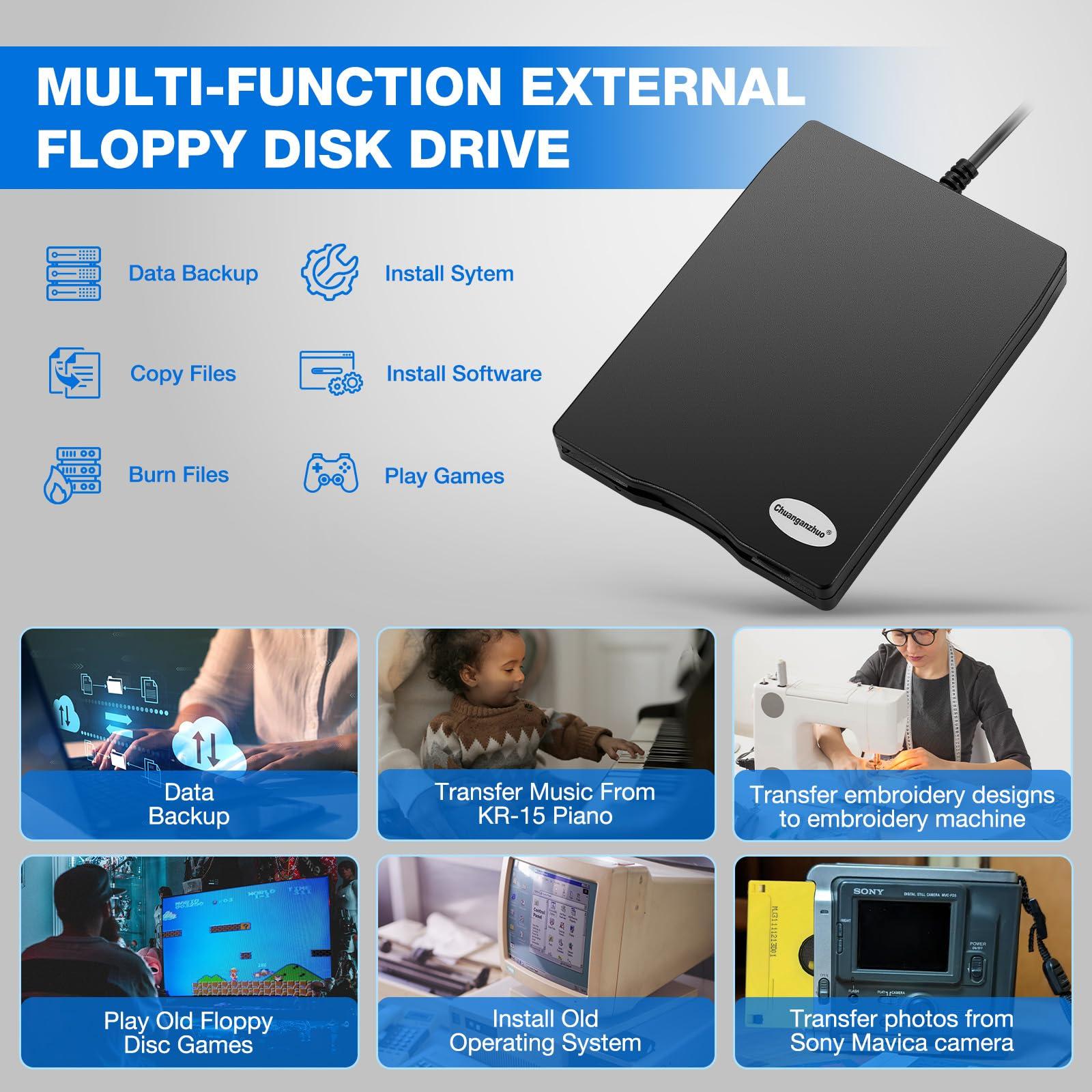 Chuanganzhuo Chuanganzhuo Floppy Disk Reader 3.5 inch External USB Floppy Disk Drive Floppy Disc Reader for PC Laptop Windows 11/10 (Frosted Texture, 3.5 Inch)